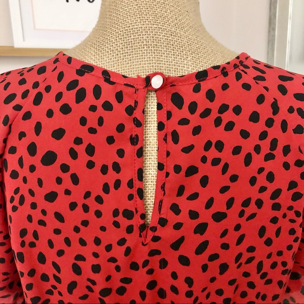 Reb. In J. Red Polka Dot Tiered Midi Dress - Picture 4 of 7